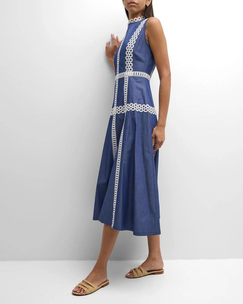Misook Woven Eyelet-Trim Cotton Maxi Fit & Flare Dress - Modern Fit 7