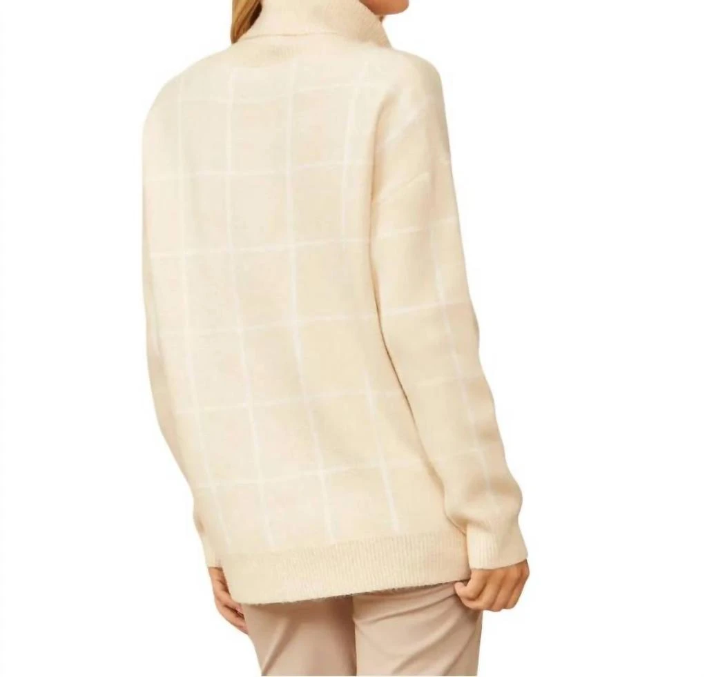 ANDREE BY UNIT Windowpane Sweater In Cream 2