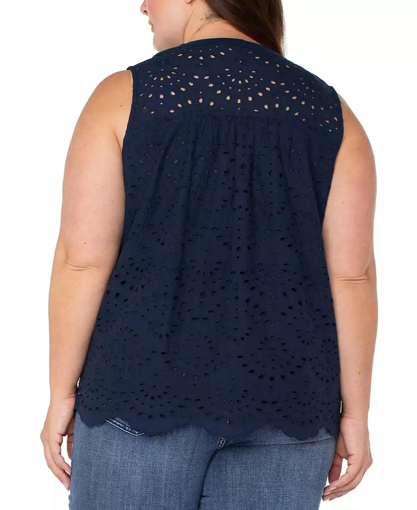 Liverpool Liverpool Plus Size Cotton Eyelet Sleeveless Blouse