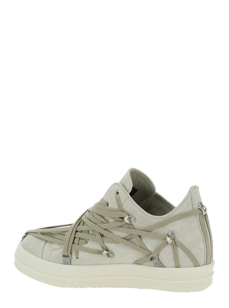 Rick Owens 'Megalace' Beige Sneakers With Decorative Oversize Laces In Leather Man 3