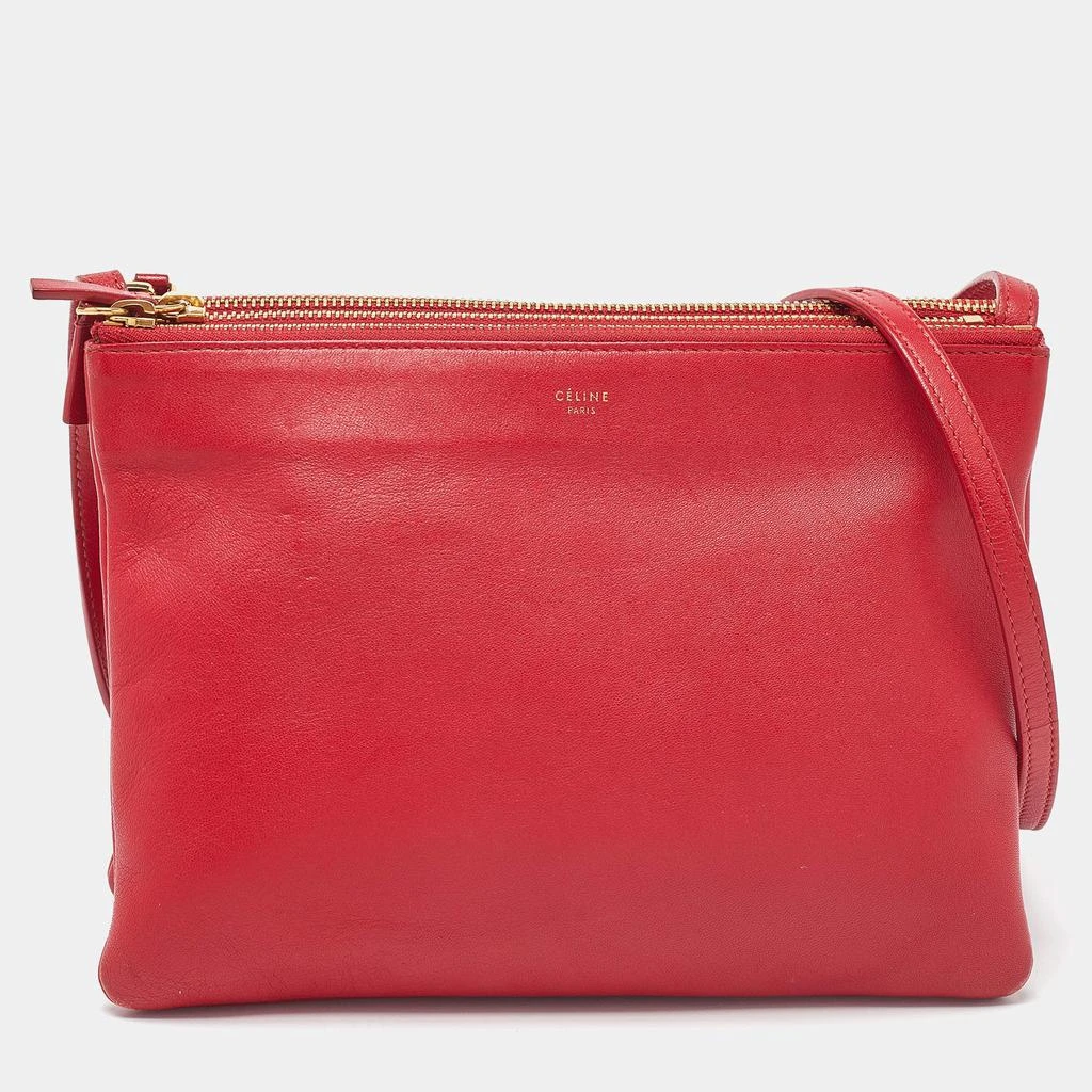 Celine Celine Red Leather Large Trio Zip Crossbody Bag 1