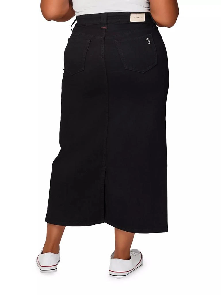 Slink Jeans Stretch Cotton-Blend Denim Side-Slit Maxi Skirt 3
