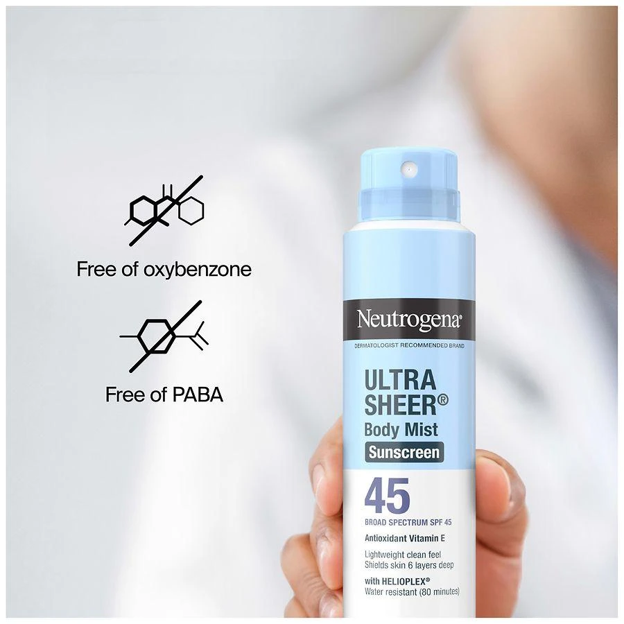Neutrogena Ultra Sheer Body Mist Lightweight Sunscreen Spray, SPF 45 UVA/UVB 2