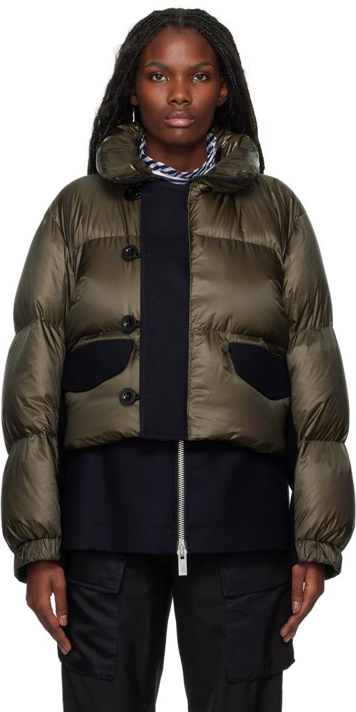 sacai Khaki Puffer Down Jacket Coats Free Shipping BeyondStyle