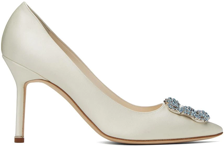 Manolo Blahnik Off-White Hangisi Bridal Heels 1