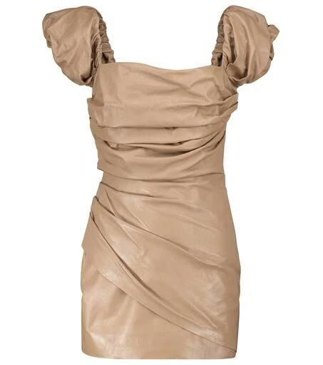 Zeynep Arçay Off-shoulder leather minidress 1