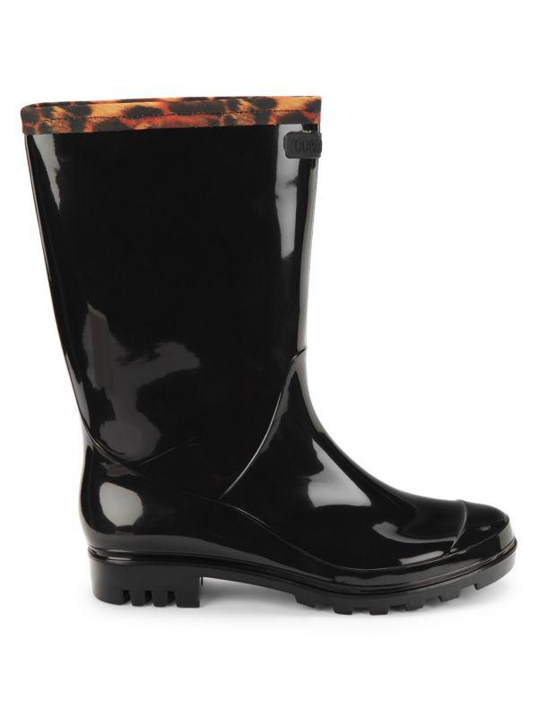 Roberto Cavalli Faux Leather Mid Calf Rain Boots