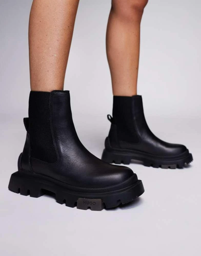Hugo Red HUGO Red fabyan chunky chelsea boots in black 4