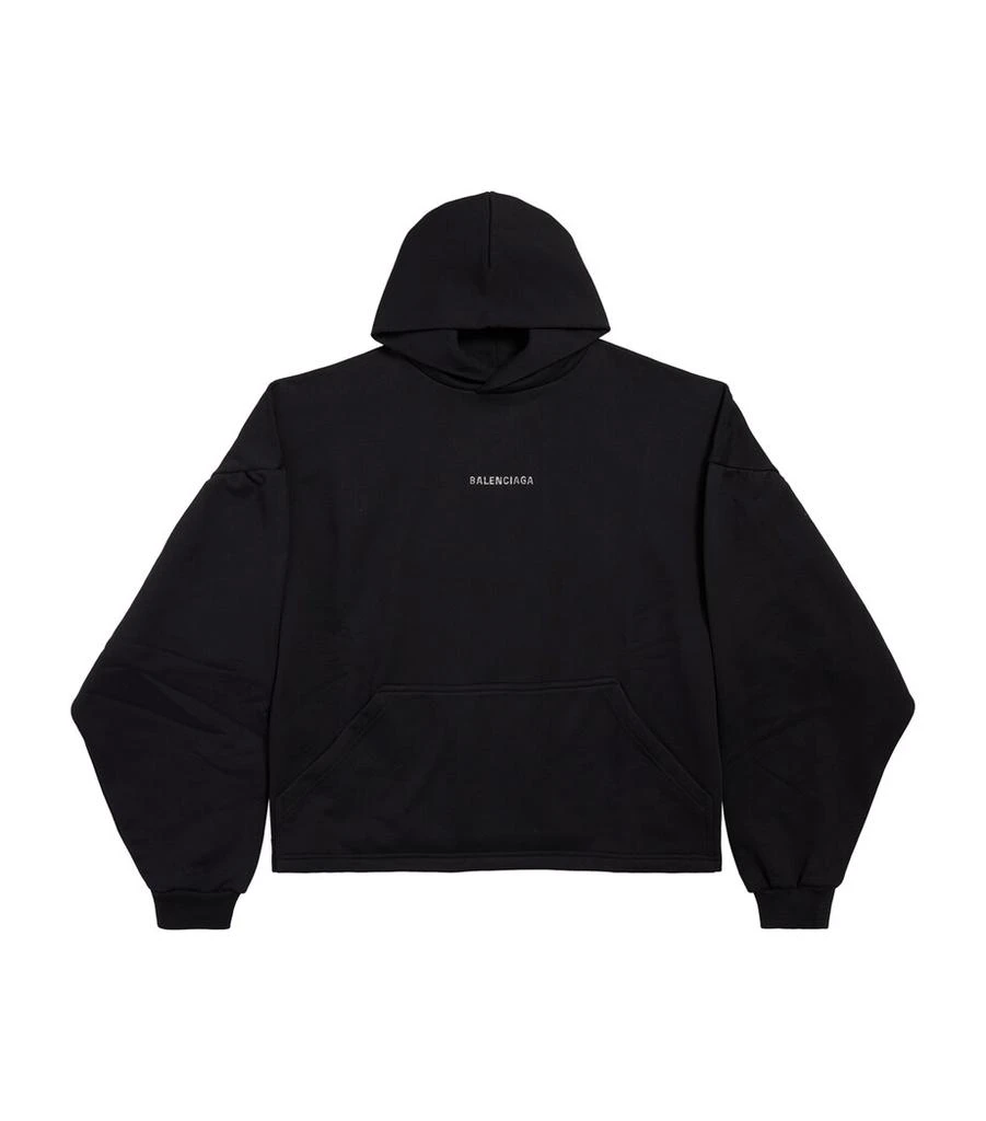 Balenciaga Rhinestone-Logo Cropped Hoodie 1