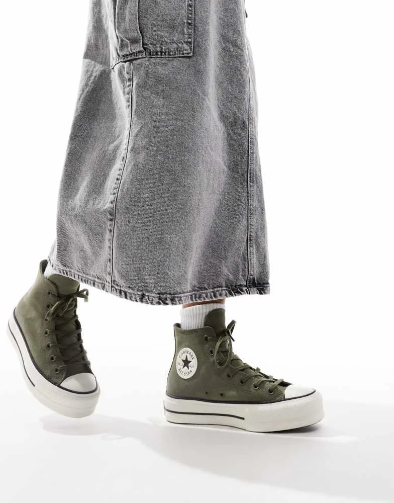 Converse Converse Chuck Taylor All Star Hi Lift trainers in olive green 2