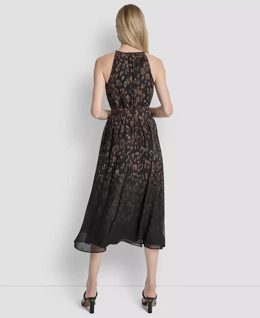 DKNY Women's Fit and Flare Sleeveless Crew Neck Midi Dress 5