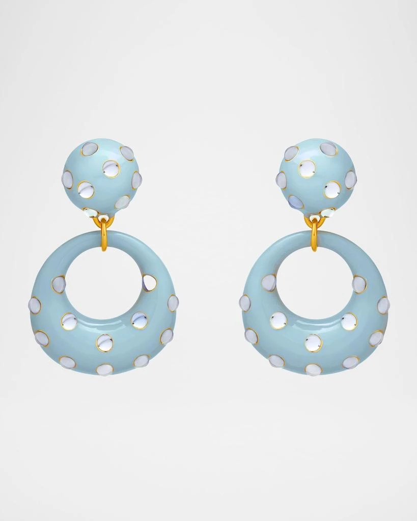 Oscar de la Renta Cabochon Enamel Doorknocker Earrings
