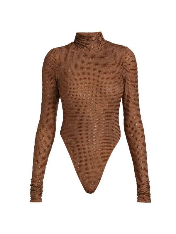 LaQuan Smith Long Sleeve Crystal-Embellished Bodysuit 5