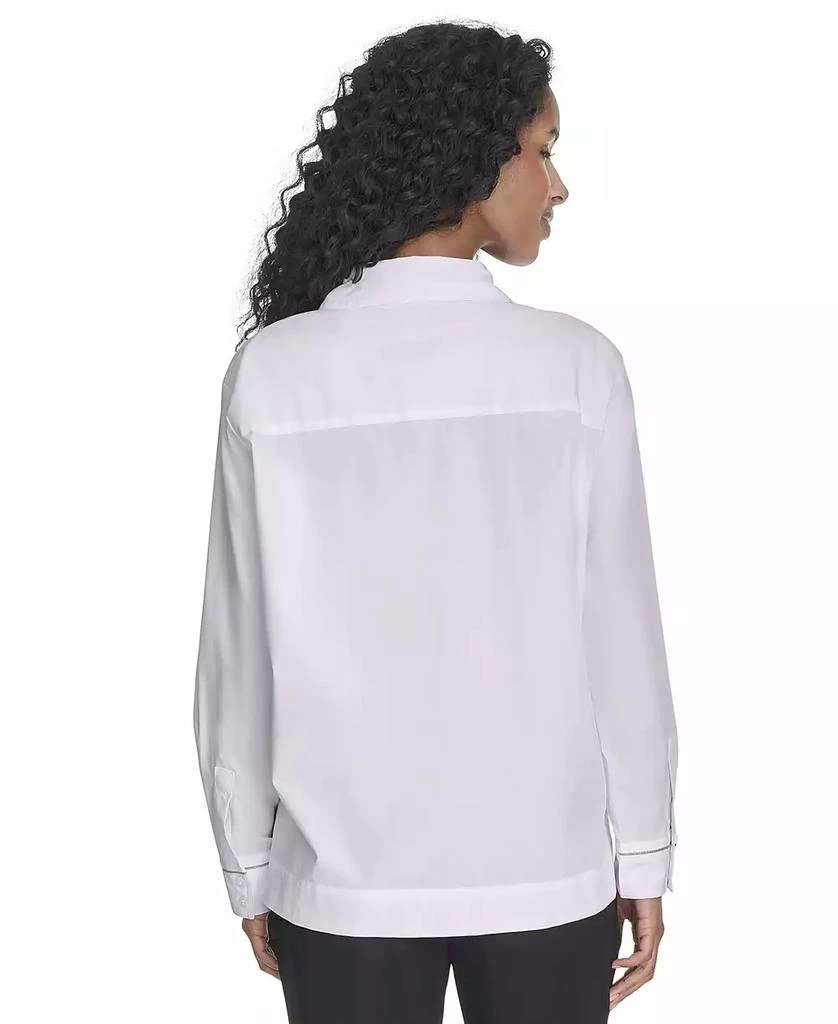 Calvin Klein Women
s Collared Button-Front Cotton Shirt 3