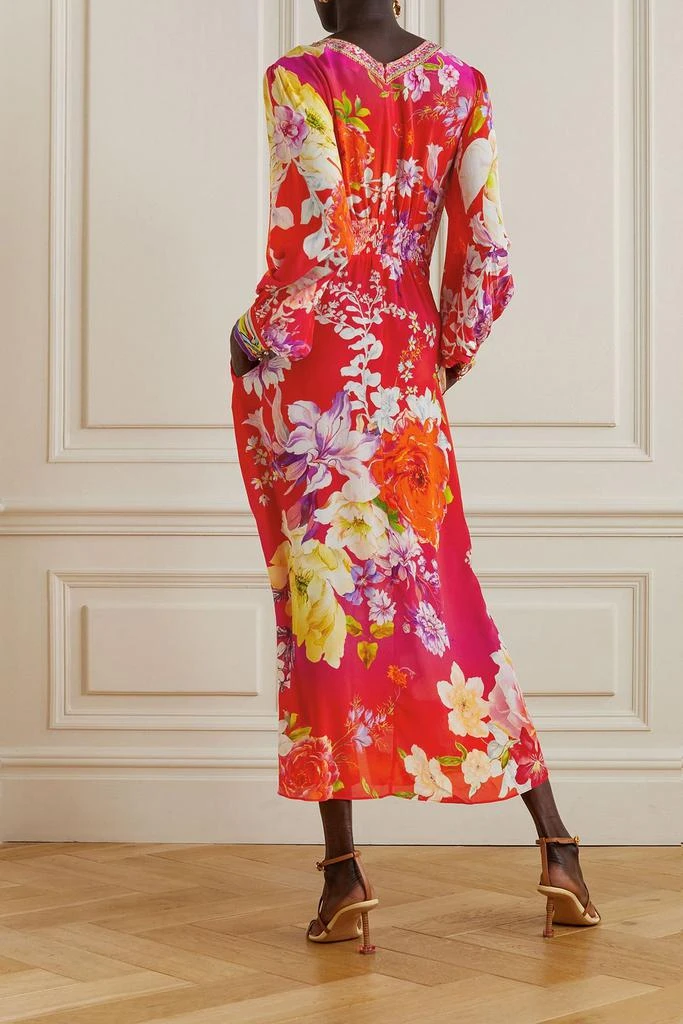 Camilla Twist-front crystal-embellished floral-print silk crepe de chine dress 3