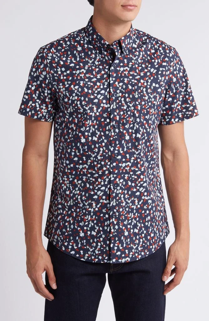 Nordstrom Trim Fit Floral Short Sleeve Stretch Button-Down Shirt 1
