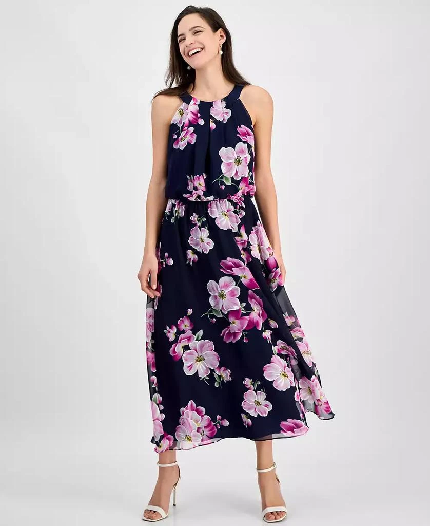 Robbie Bee Petite Printed Chiffon Halter Maxi Dress 2