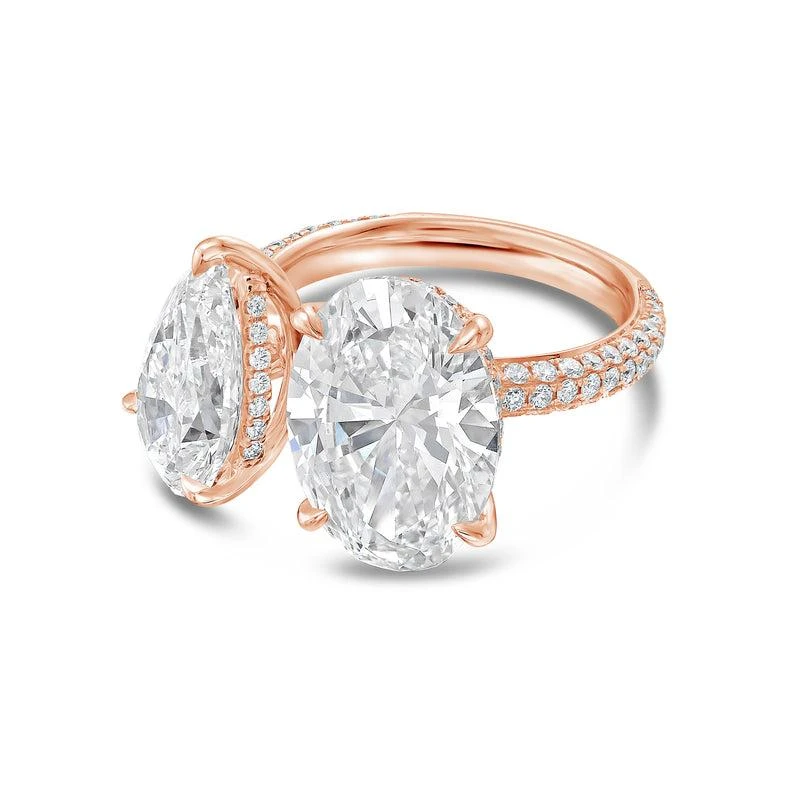 Diana M Jewels 14KT ROSE GOLD 2 STONE LAB GROWN DIAMOND FASHION RING WEIGHING 3.00 CTS TW 2
