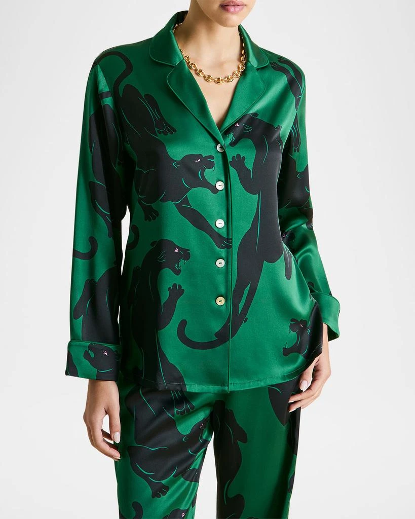OLIVIA VON HALLE Lila Panther-Print Silk Pajama Set 4