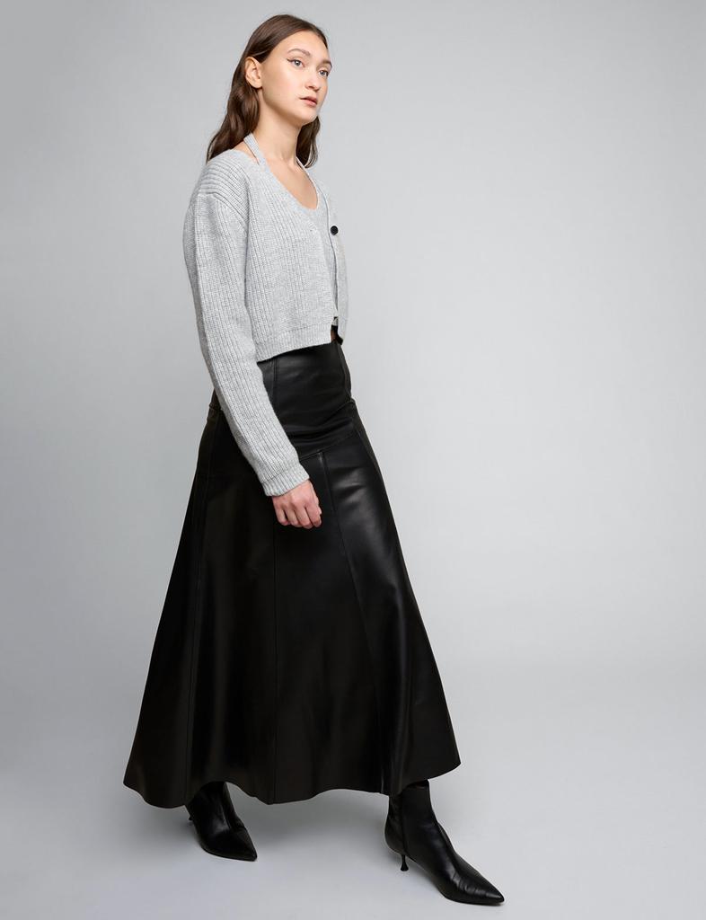 Pixie Market Black Leather Paneled Maxi Skirt