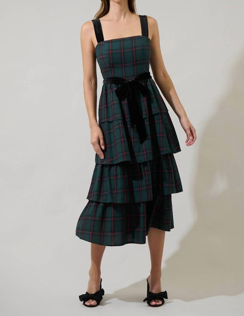 Sugarlips Sugarlips - Brook Plaid Mari Tiered Midi Dress