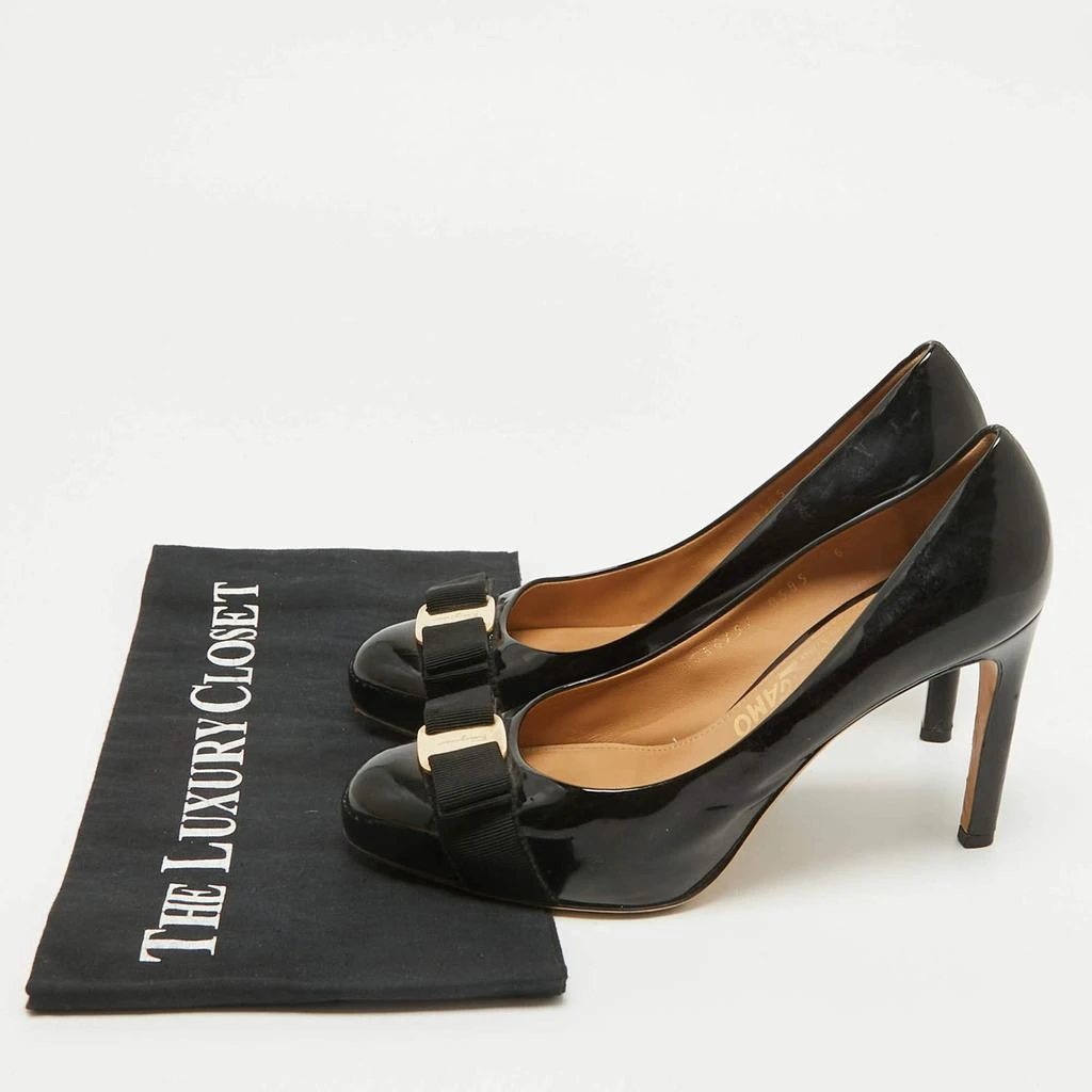 Salvatore Ferragamo Salvatore Ferragamo Black Patent Leather Vara Bow Pumps Size 37 9