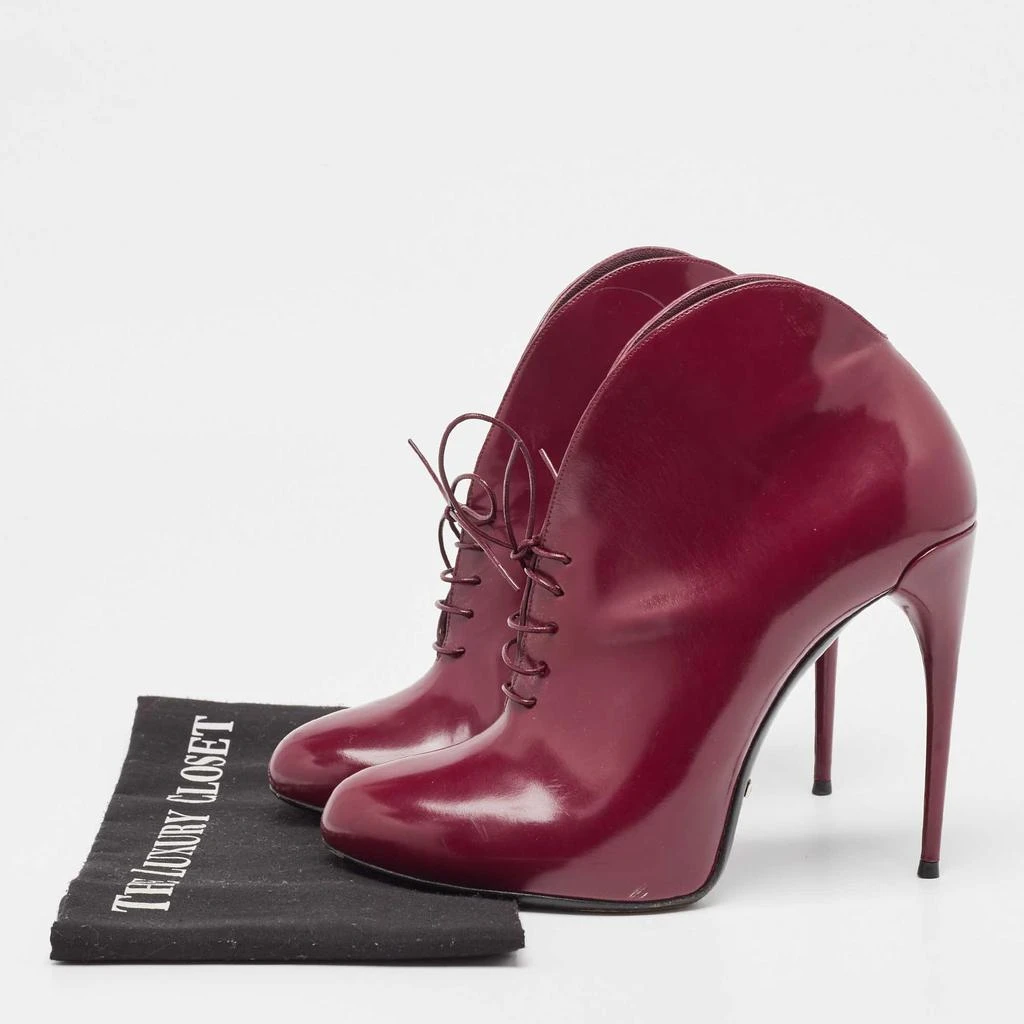 Gucci Gucci Plum Leather Kim Lace Up Ankle Booties Size 39.5 9