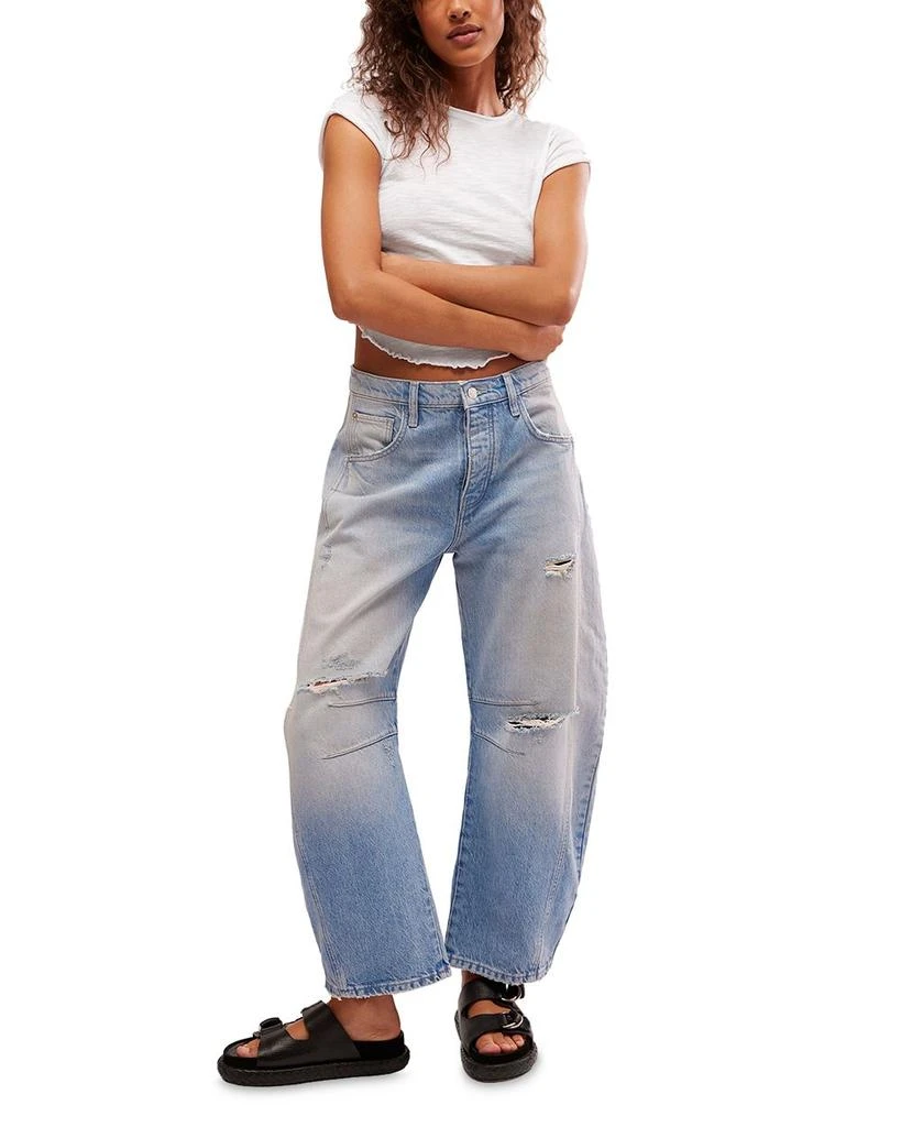 Free People We The Free Good Luck Mid Rise Barrel Jeans in Ultra Light Beam 6