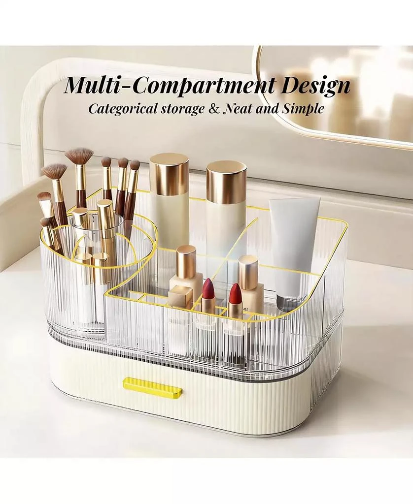 YIGII Large Capacity Makeup Organizer with 360° Silent Rotation 
Stackable Drawers 5
