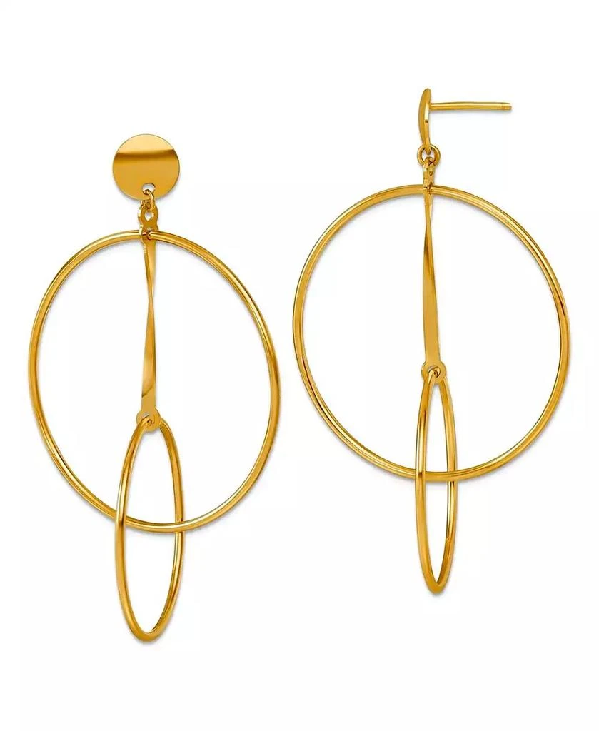 Curata Jewelry Solid 18k Yellow Gold Italian 54x32mm Double Circle Statement Post Earrings