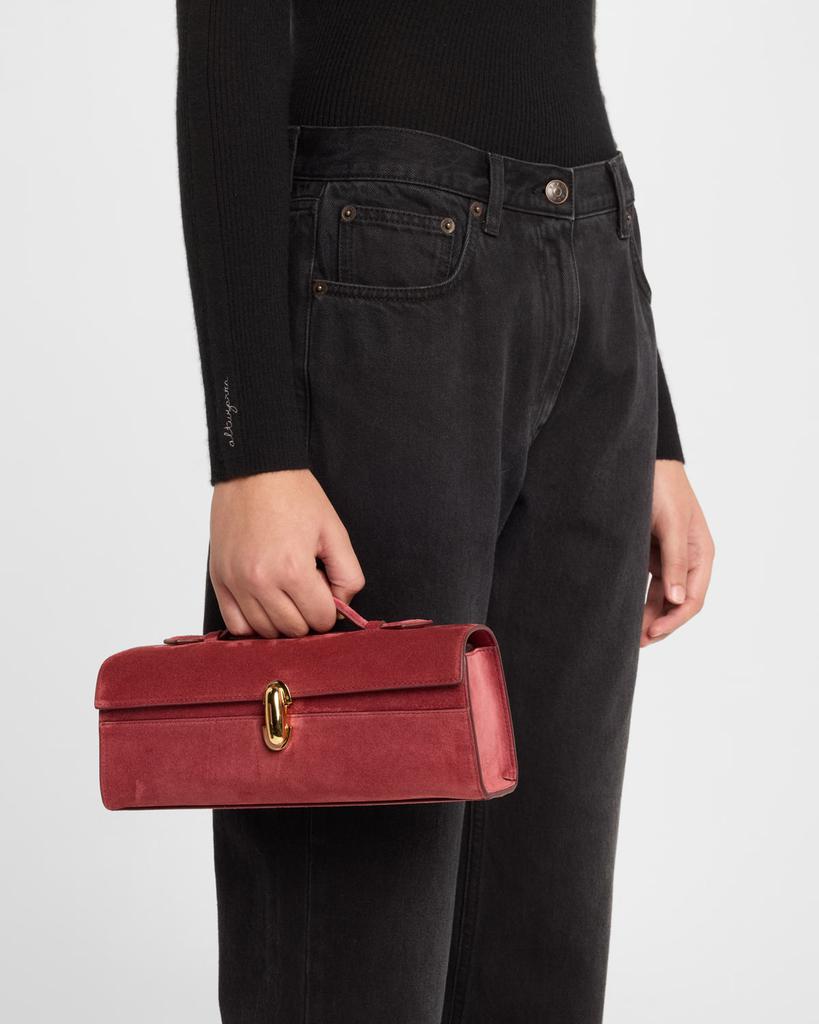 SAVETTE Slim Symmetry Pochette Suede Top-Handle Bag