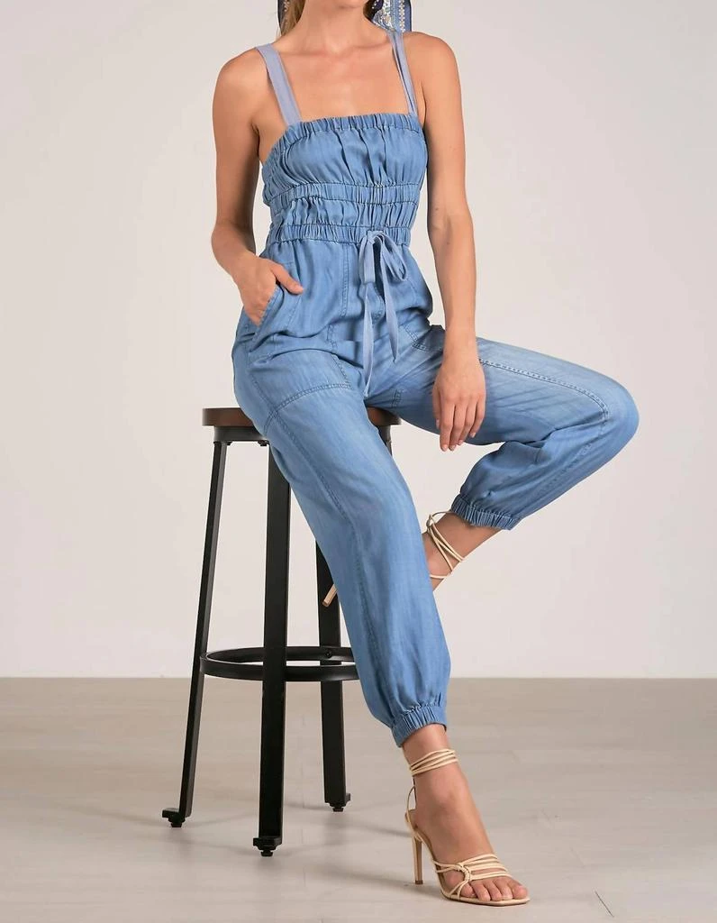 Elan Elan - Denim Tie Waist Jumpsuit 6