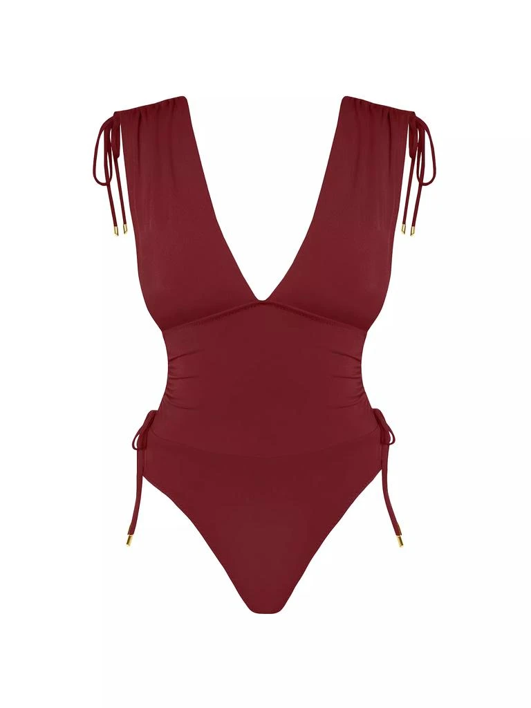 Robin Piccone Aubrey Plunging V-Neck One-Piece Swimsuit 1