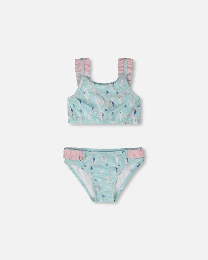 Deux par Deux Two-Piece Swimsuit Blue Seahorse Print