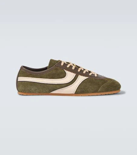 Dries Van Noten Leather-trimmed suede sneakers 1
