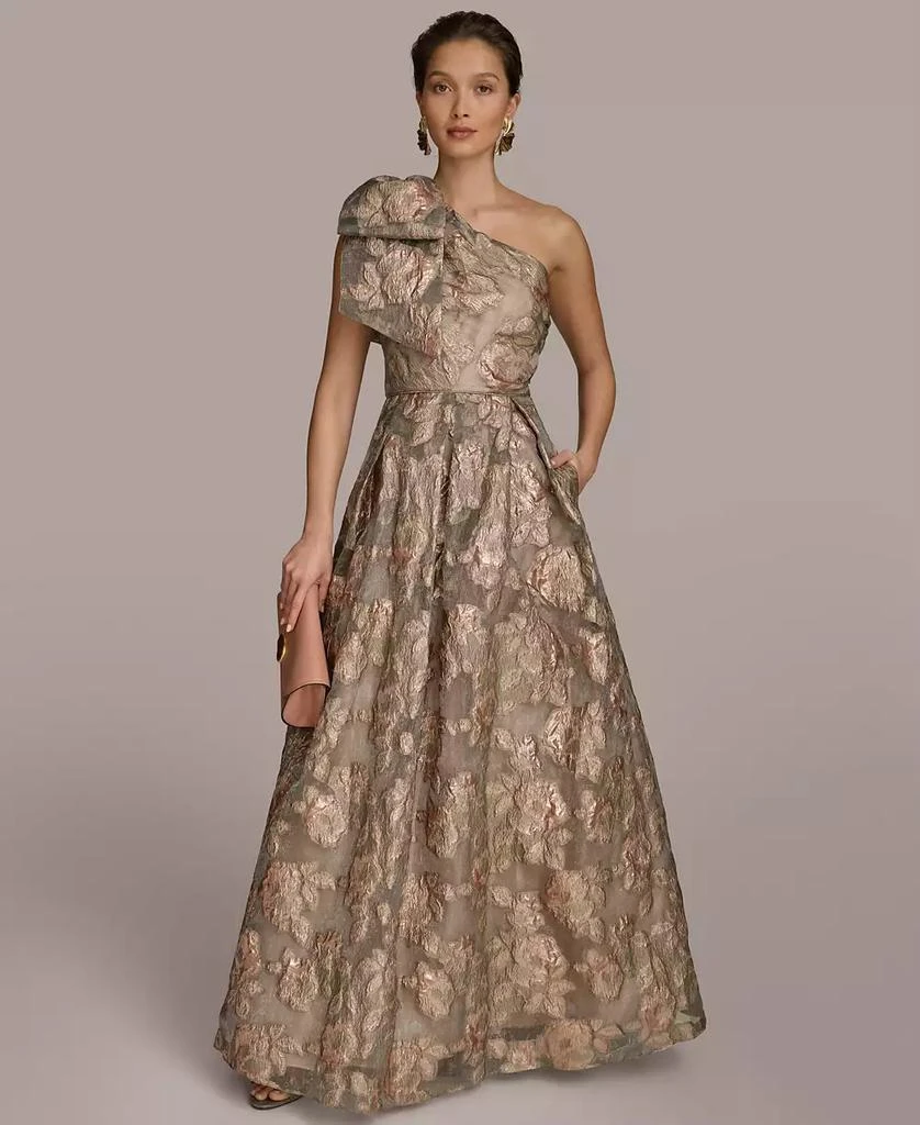Donna Karan Women's Metallic Jacquard One-Shoulder Ball Gown 1