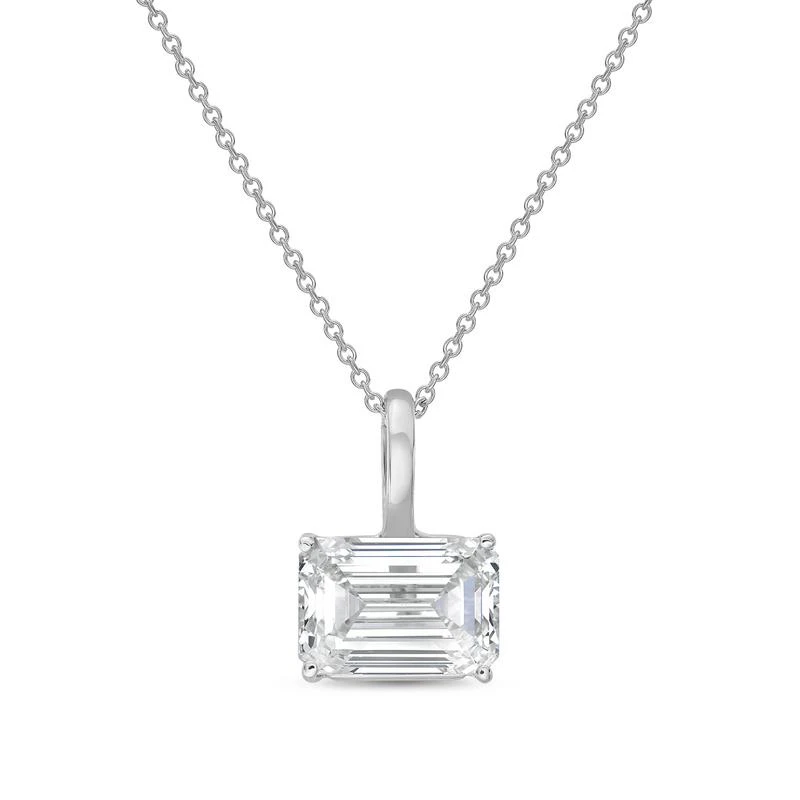Diana M Jewels 14kt white gold lab grown east/west emerald  cut diamond pendant weighing 7.00 ct on a solid bail
