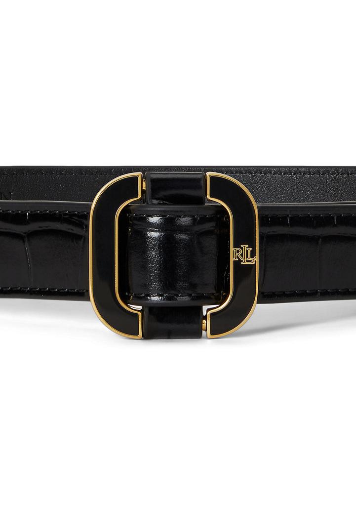 Ralph Lauren Slide-Buckle Croc-Embossed Leather Belt