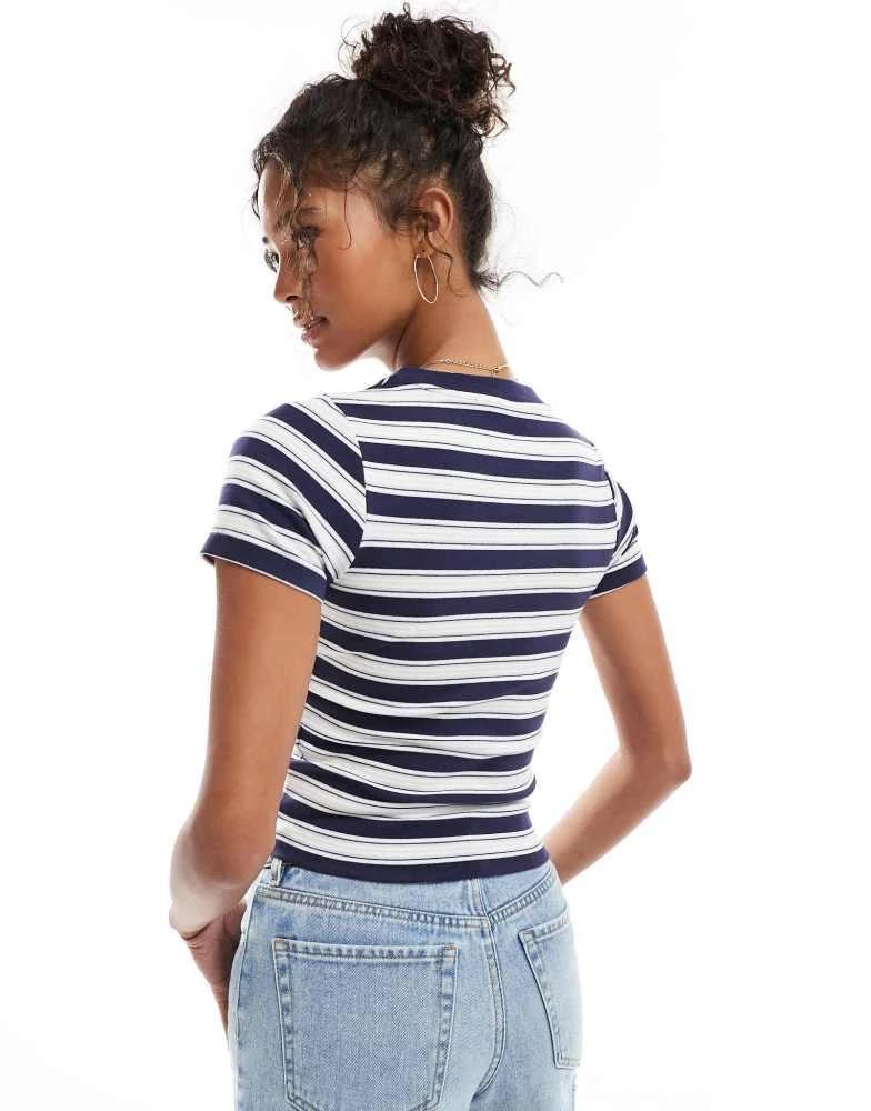Miss Selfridge Miss Selfridge stripe baby tee in navy 4