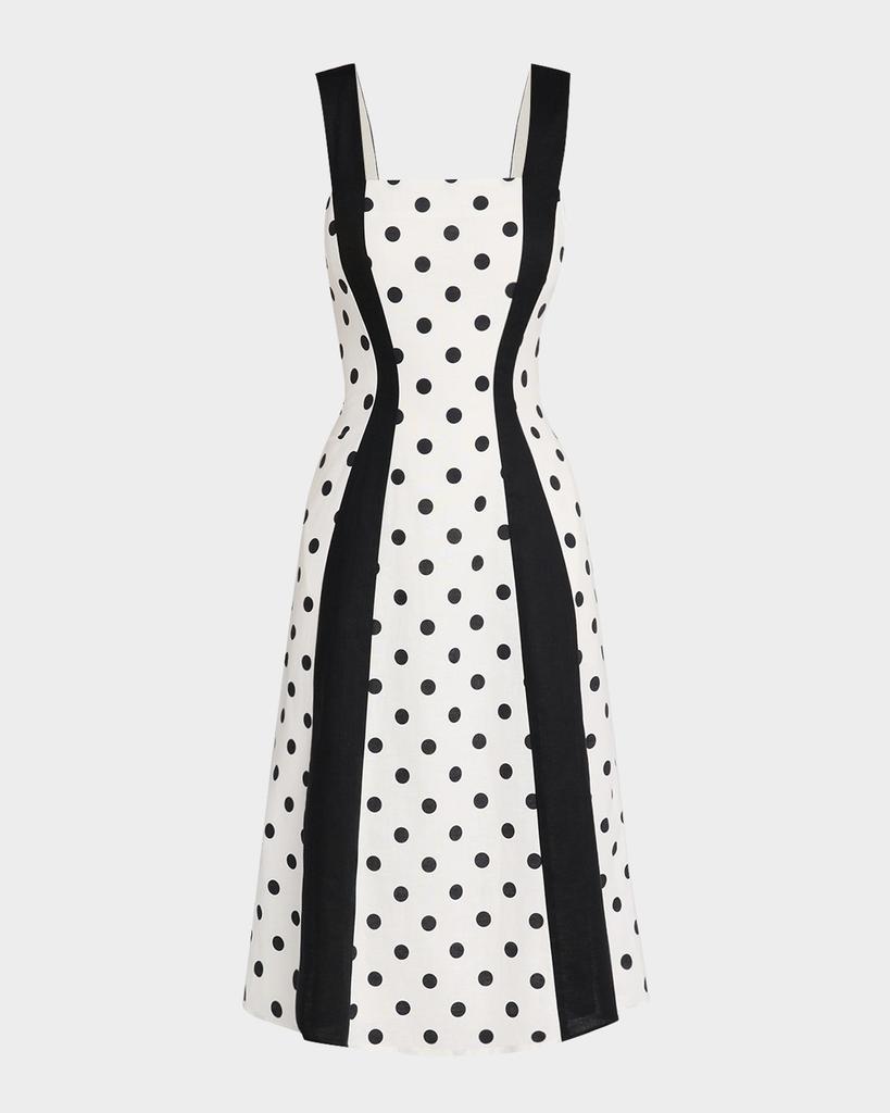 Rachel Antonoff Sloane Polka Dot Colorblock Midi Dress