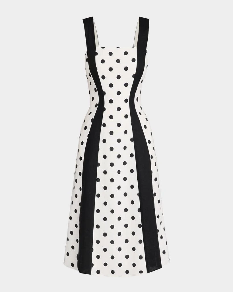 Rachel Antonoff Sloane Polka Dot Colorblock Midi Dress 1
