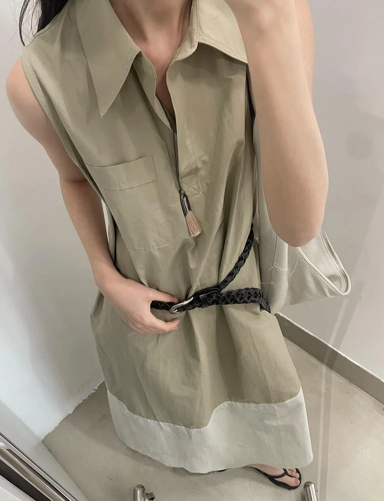 Pixie Market Khaki and white Collar Shirt Dress -PREORDER 3