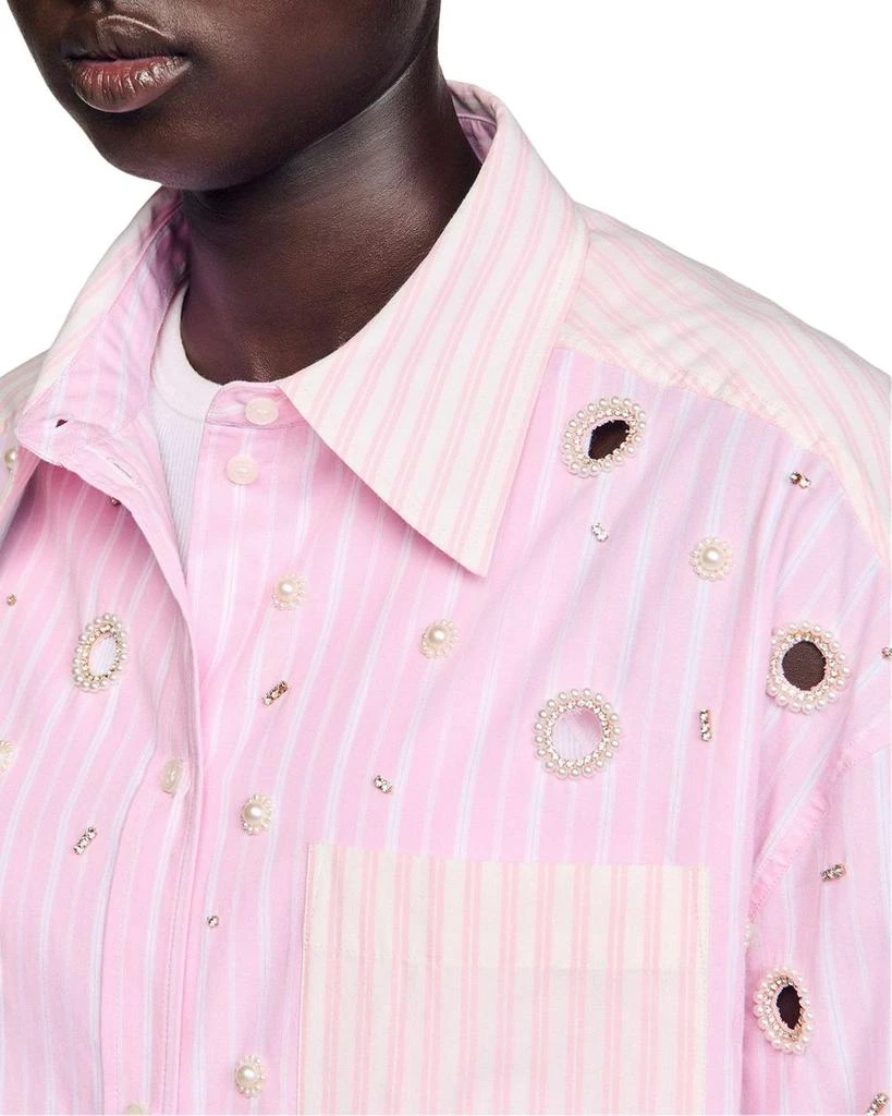 Sandro Striped Rhinestone Shirt 4