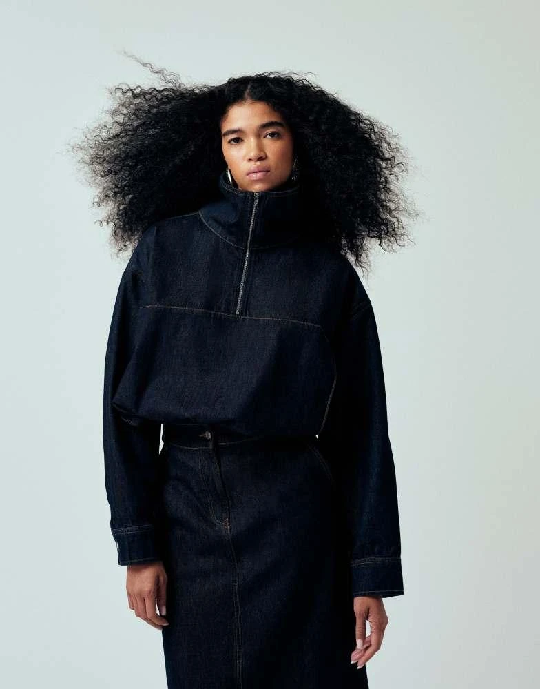 ASOS ASOS DESIGN denim oversized funnel jacket co ord in indigo 2