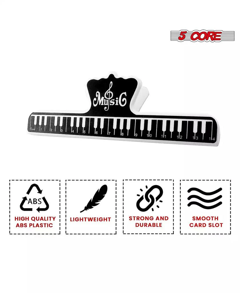 5 Core Music Sheet Page Holder 2PCS Black | Durable Plastic Music Score Fixed Clips - MUS CLIP 2PCS 3