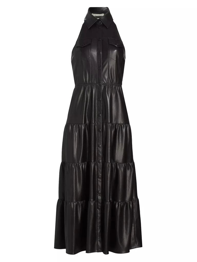 Alice + Olivia Miranda Faux-Leather Midi-Dress 1