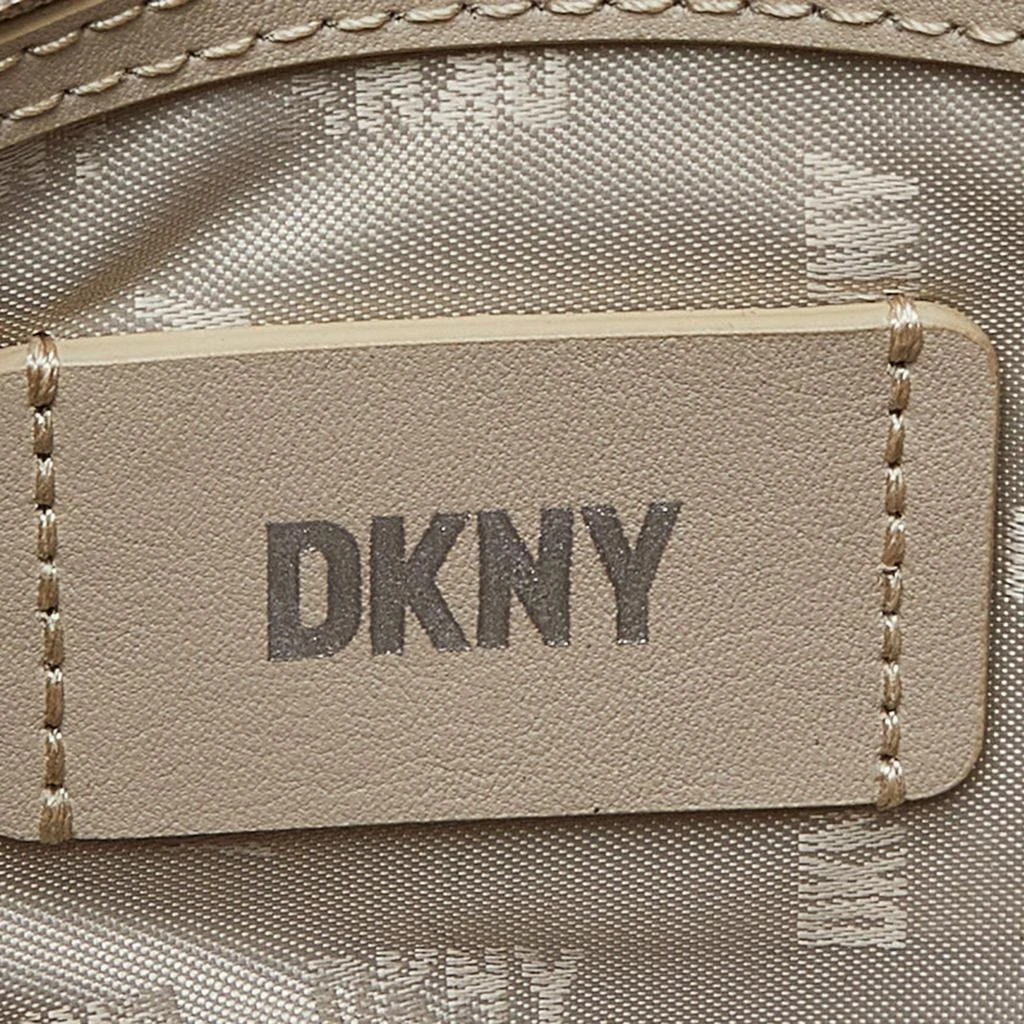 DKNY DKNY Beige Croc Embossed Leather Logo Flap Chain Shoulder Bag 9