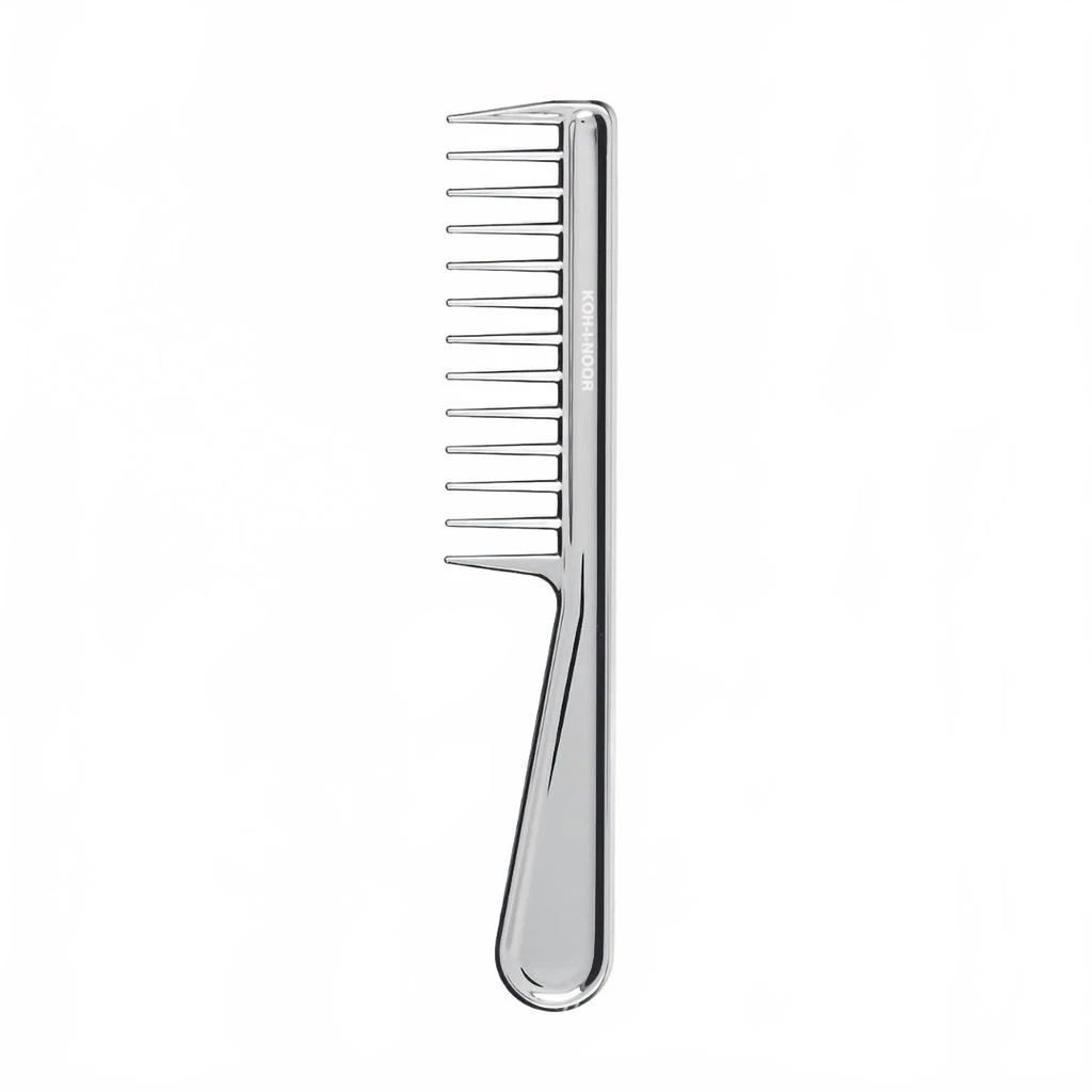 Koh-I-Noor Beauty USA Women's Wide Tooth Comb With Handle In Metallic Chrome 1