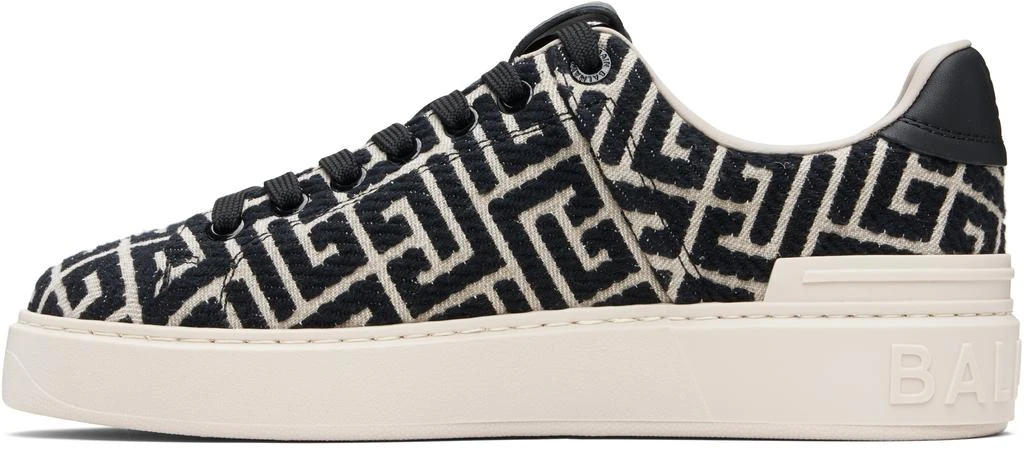 Balmain Black 
Off-White Monogram Jacquard B-Court Sneakers 3