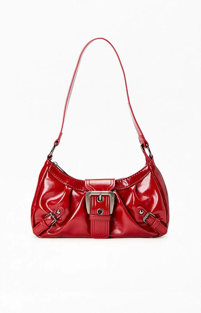 PacSun Red Faux Leather Front Buckle Shoulder Bag 1